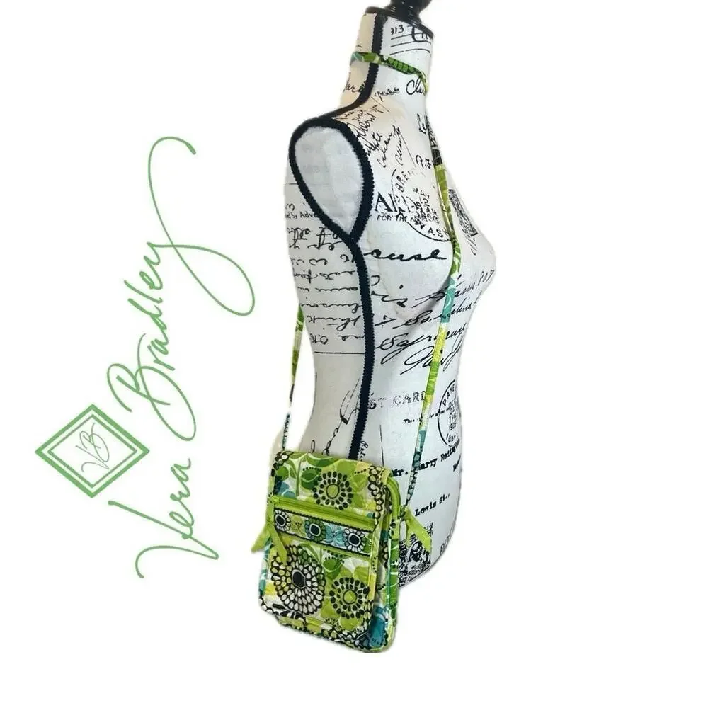 VERA BRADLEY MINI HIPSTER CROSSBODY BAG FLORAL LIME GREEN BOHO QUILTED VERSATILE